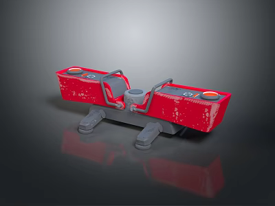 Red Vintage Toy Car With Seat And Wheels On Reflective Surface 3d model