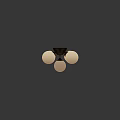 Modern Ceiling Light With Gold Base And Four White Spherical Shades 3d model