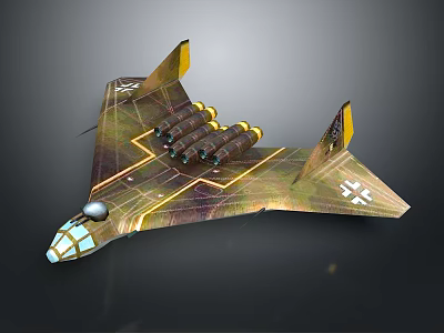 Advanced Futuristic Space Aircraft Featuring Wing Design Metallic Camouflage And Propulsion Engines 3d model