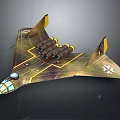 Advanced Futuristic Space Aircraft Featuring Wing Design Metallic Camouflage And Propulsion Engines