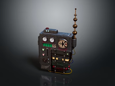 Vintage Steampunk Clothing Accessory With Device Gauges Buttons And Antenna 3d model