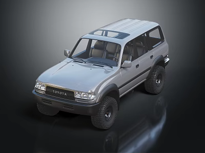 Silver Toyota Off Road SUV with Large Tires High Ground Clearance and Roof Design 3d model