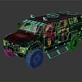 Armored Dark Gray Military Vehicle With Large Off Road Tires And Roof Equipment