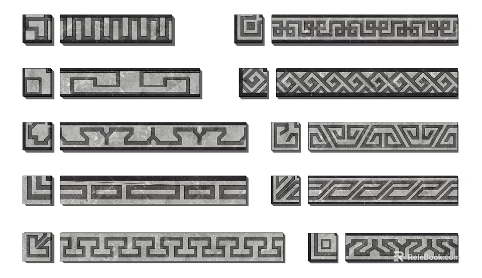 Various Decorative Gypsum Molding Designs with Intricate Patterns for Interior Use 3d model