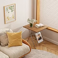 Cozy Living Room Stylish Side Table With Flower Vase Open Book And Photo Frame