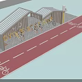 Modern Wooden Bike Shelter With Striped Roof For Outdoor Bicycle Parking