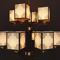 Chinese Style Modern Chandelier With Square Lampshades And Metal Frame Design