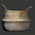 Natural Woven Storage Basket With Two Handles For Home Organization And Decor