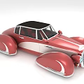 Stylish Vintage Red Car With Black Roof And White Accents