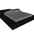 Modern Black Double Bed Design With White Mattress And Pillows 3d model