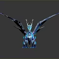 Icy Blue Crystal Dragon Game Movie Character With Spread Wings And Shiny Scales