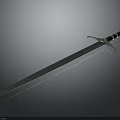 Medieval Decorative Sword With Silver Blade Black And White Hilt And Ornate Guard