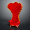 Red High Back Single Sofa With Diamond Pattern Velvet Upholstery And Wooden Trim