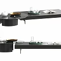 Modern Coffee Table Featuring Glass Top Black Base And Decorative Items 3d model