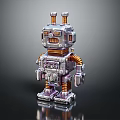Detailed Silver Mechanical Robot Model With Antennas And Copper Spring Limbs 3d model