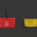 Red and Yellow Plastic Buckets for Daily Washing Use with Black Handles