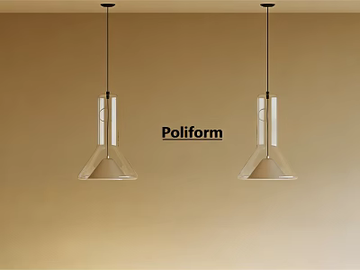 Modern Poliform Pendant Lights with Conical Glass Design on Beige Wall Interior 3d model