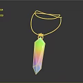 Wood Stone Pendant With Iridescent Color And Gold Chain Hanging Design