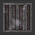 Industrial Style Square Metal Grille Panel With Vertical Slats And Textured Surface