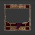 Wooden Bed Frame With Lattice Design Storage Drawers And Purple Cloth