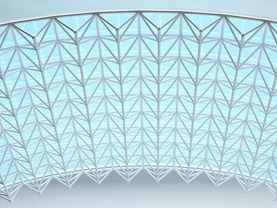 Metal Canopy With Geometric Grid Frame Curved Top And Transparent Panel Design 3d model
