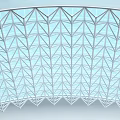 Metal Canopy With Geometric Grid Frame Curved Top And Transparent Panel Design 3d model