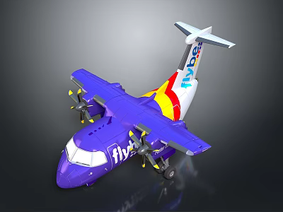 Flybe Purple Passenger Aircraft With Propellers And Yellow Red Stripes 3d model