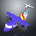 Flybe Purple Passenger Aircraft With Propellers And Yellow Red Stripes