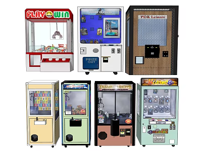 Colorful Coin Operated Amusement Equipment With Various Arcade Game Machines 3d model