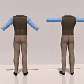 Stylish Men's Outfit With Blue Shirt Brown Vest Brown Pants And Black Shoes