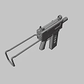 Black Tactical Submachine Gun With Red Magazine Muzzle Device And Ergonomic Grip 3d model