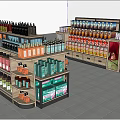 Retail Display Shelves With Various Organized Bottled Drinks And Boxed Products