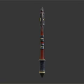 Traditional Decorative Double Bladed Axe With Red Blue Handle And Intricate Ornamental Design