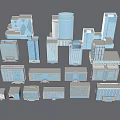 Modern Office Buildings With Various Architectural Designs And Exterior Styles