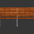 Modern Orange Wooden Bench with Metal Frame and Striped Design