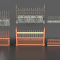 Various Decorative Room Partitions With Spiked Tops And Metal Wooden Frames
