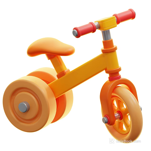 Vibrant Orange Yellow Kids Tricycle With Red Handlebars And Orange Wheels For Toddlers 3d model 