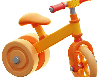 Vibrant Orange Yellow Kids Tricycle With Red Handlebars And Orange Wheels For Toddlers 3d model
