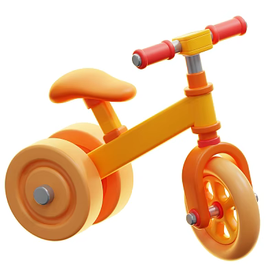 Vibrant Orange Yellow Kids Tricycle With Red Handlebars And Orange Wheels For Toddlers 3d model