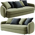 Comfortable Modern Green Sectional Sofa With Dark And Light Decorative Pillows 3d model