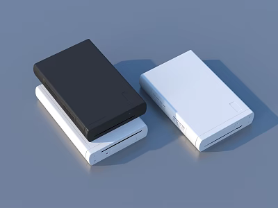 Modern Portable Square External Hard Drives In Black And White Stacked Style 3d model