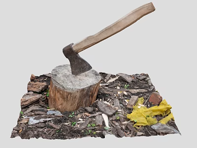 Axe stump forest plant 3d model