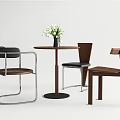 Modern Casual Table and Chair Combination Dining Table and Chair Coffee Table and Chair Combination Round Table Wood 3d model