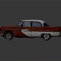 Red Vintage Classic Car With White Roof And Retro Design