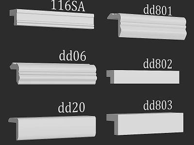 Various Gypsum Cornice Models Collection Featuring 116SA dd801 dd06 dd802 dd20 dd803 Design Options 3d model