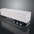 White Open Top Cargo Trailer With Metal Structure And Multiple Wheels 3d model