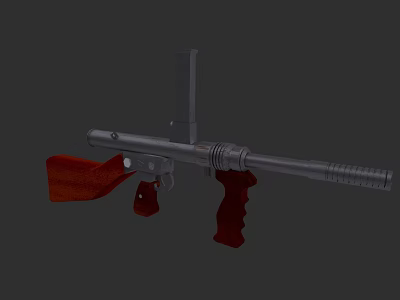 Tactical Weapon With Metal Body Red Grip And Stock Design Features 3d model