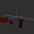 Tactical Weapon With Metal Body Red Grip And Stock Design Features