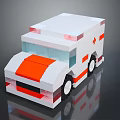 Lego Style Ambulance Block Model With White Orange Body And Red Cross