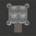 Medieval Castle Model With Stone Brick Walls Four Towers Wooden Drawbridge And Glass Door